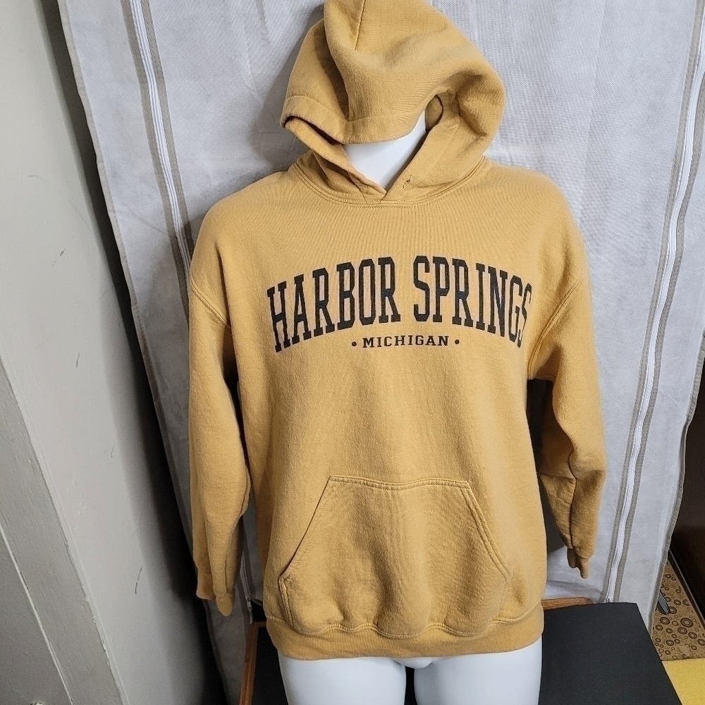 Harbor Springs Hoodie Men's Medium Michigan Heavy Blend Yellow